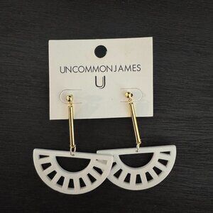 NWT - Uncommon James Cutout Crescent Earrings in Gold/White